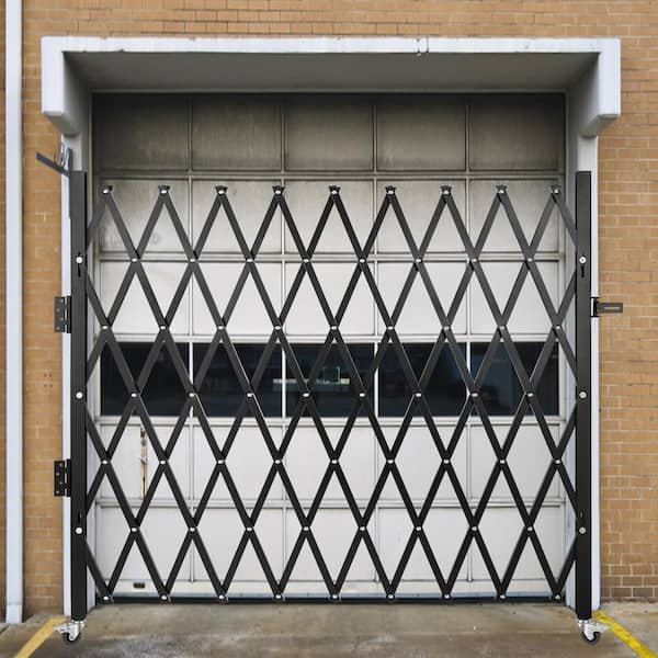 VEVOR Single Fold Security Gate 7 ft. H x 6-1/2 ft. W Steel Accordion Security Gate with Padlock 360° Rolling Gate