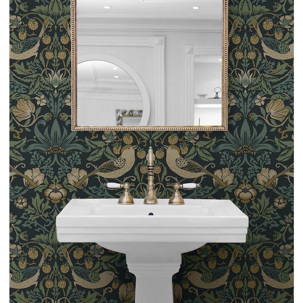 Blue Strawberry Garden Vinyl Peel and Stick Wallpaper Roll (Covers 31.35 sq. ft.)