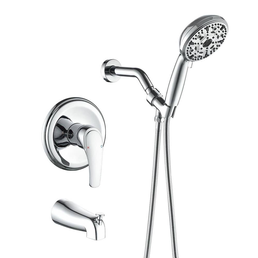 Single Handle 1-Spray Pressure Balance Shower Faucet 2.5 GPM with hand shower and Bathtub Spout in Chrome price history on PriceWatchPro