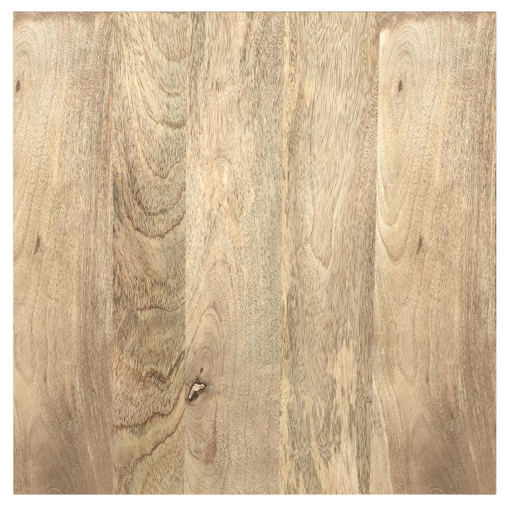 Natural Mango Wood and Metal End Table with Storage