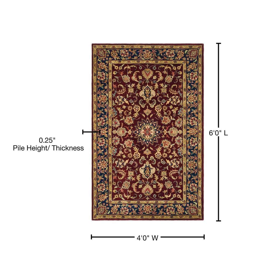 Handmade Burgundy/Navy Round Wool Tufted Area Rug, 47"
