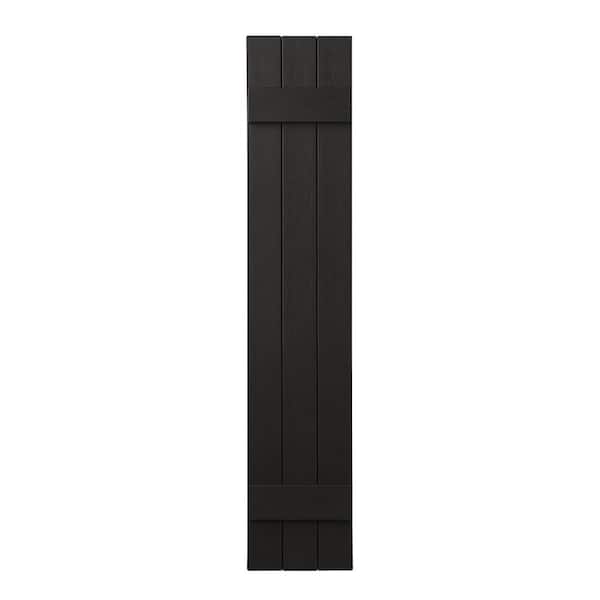 Ply Gem 11 in. x 51 in. Polypropylene Plastic 3-Board Closed Board and Batten Shutters Pair in Peppercorn