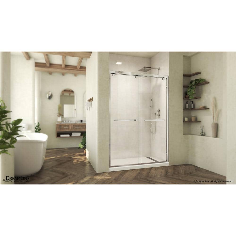 Abbey 50 in. Frameless Chrome Sliding Shower Door