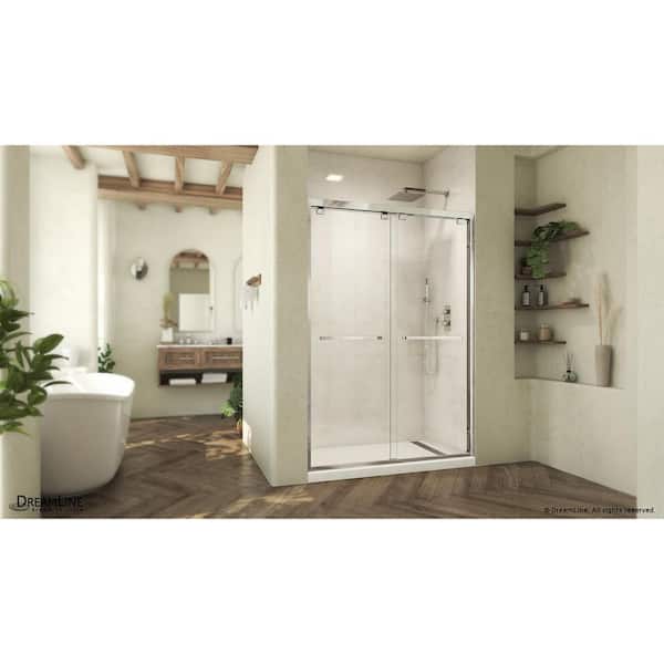 DreamLine Abbey 50 in. to 54 in. W x 76 in. H Reversable Sliding Frameless Shower Door in Chrome