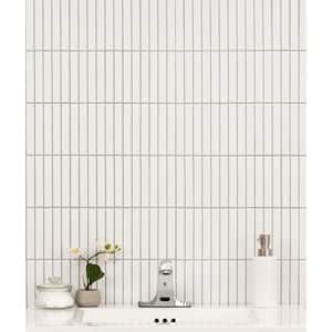 White Matte Stacked 11.69 in. x 11.54 in. x 6mm Matte Porcelain Mesh-Mounted Mosaic Tile (0.94 .sq. ft. / Each)