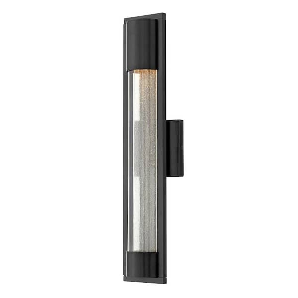 Hinkley Mist Medium Outdoor Wall Mount Lantern Light, Satin Black