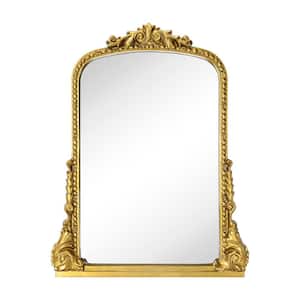 Cummons 22 in. W x 28 in. H Baroque Ornate Resin Arched Framed Wall Mounted Bathroom Vanity Mirror in Antiqued Gold