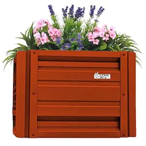 24 inch by 24 inch Square Barn Red Metal Planter Box