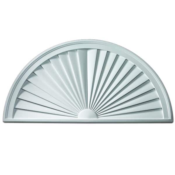 Fypon 24 in. x 12 in. x 1-3/4 in. Polyurethane Half-Round Sunburst Pediment