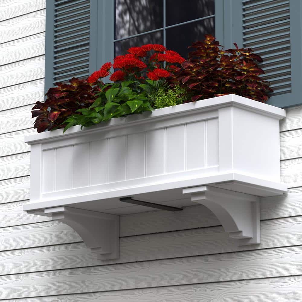 Fairfield White Polyethylene Decorative Window Box Brackets, 2-Pack
