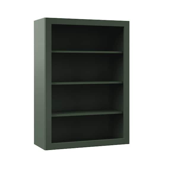 Hampton Bay Designer Series Melvern 33 in. W x 12 in. D x 42 in. H Assembled Shaker Wall Open Shelf Kitchen Cabinet in Forest