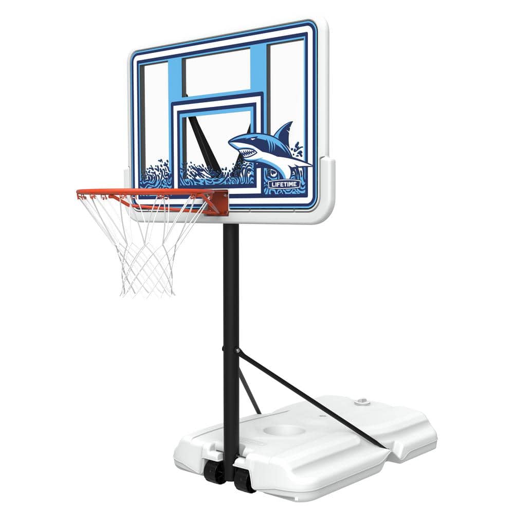 44" Blue and White Polycarbonate Poolside Basketball Hoop