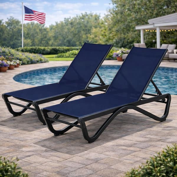 KOZYARD 2 Packs Sturdy Aluminum Outdoor Chaise Lounge-Adjustable