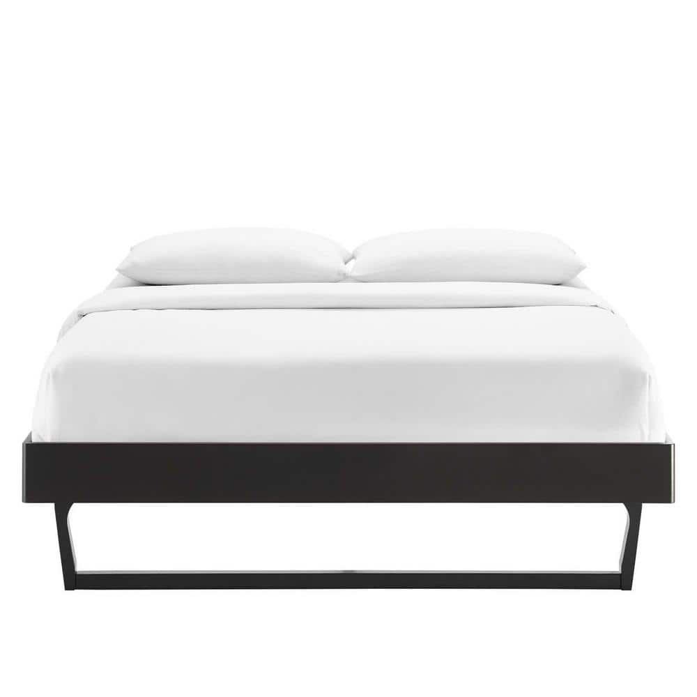 Mid-Century Modern Velvet Queen Platform Bed with Wood Frame