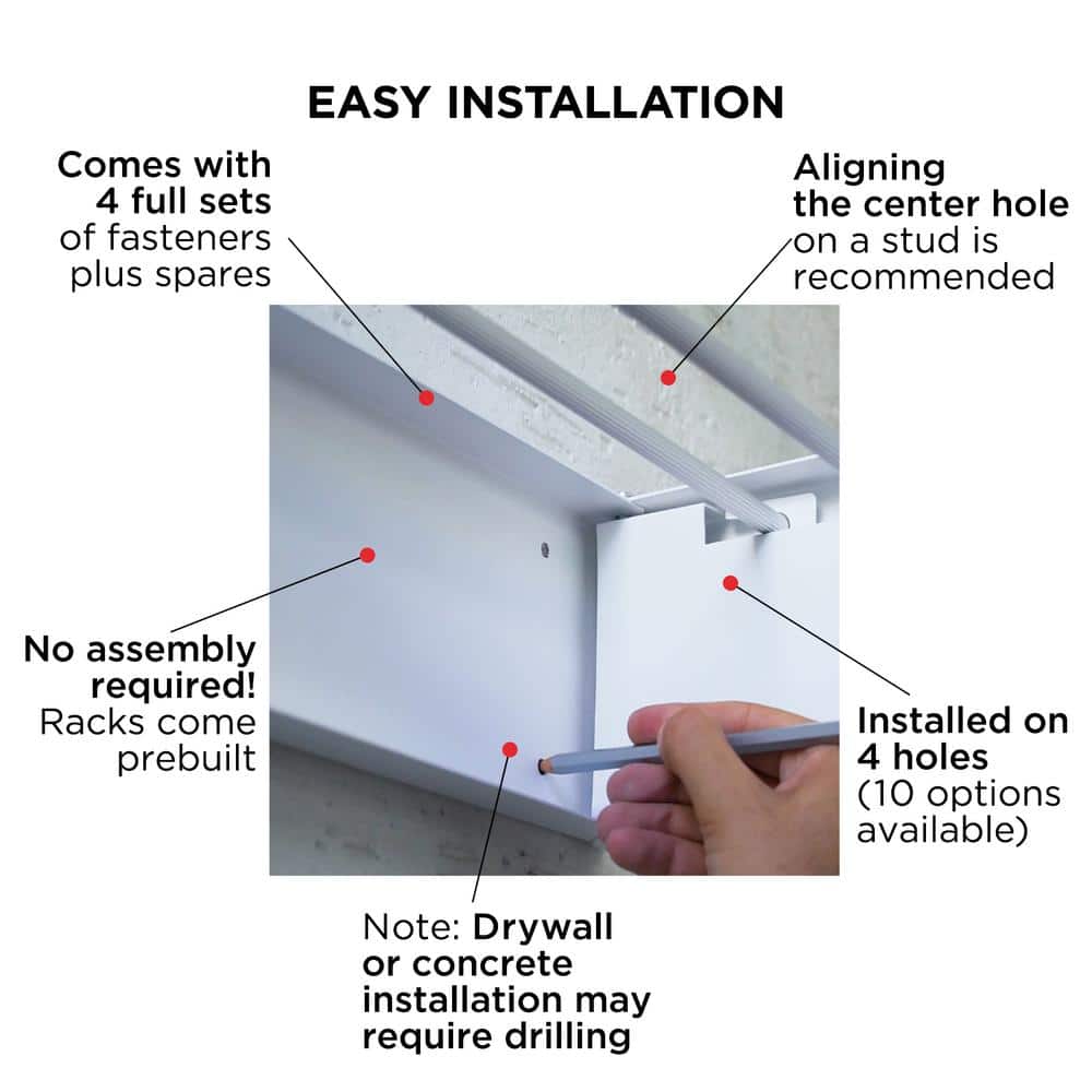 Industrial Gray 39.5" Wall Mounted Retractable Drying Rack