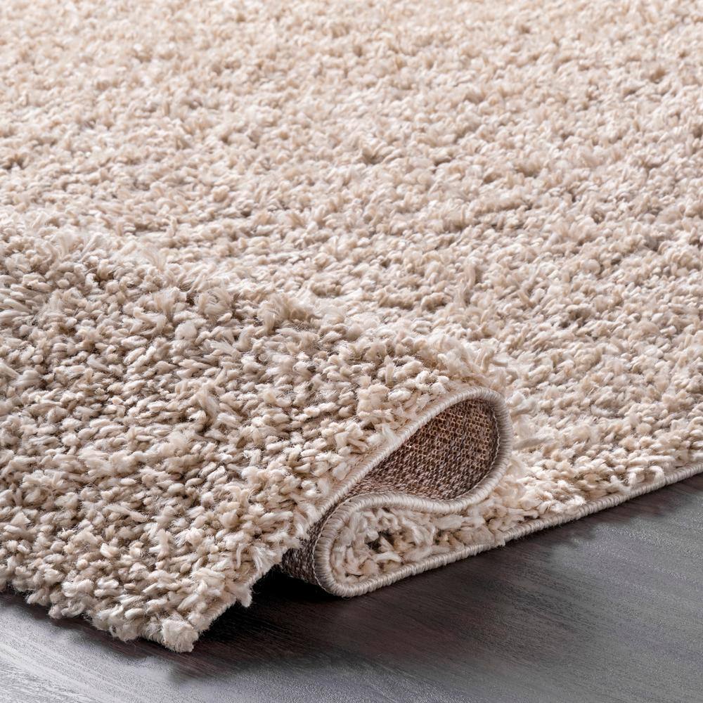 Kara Beige Thick Shag Rectangular Synthetic Area Rug, 2x3