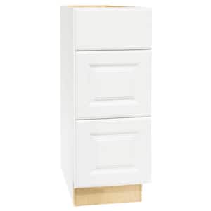 Hampton Assembled 12x34.5x21 in. Bathroom Vanity Drawer Base Cabinet with Ball-Bearing Drawer Glides in Satin White