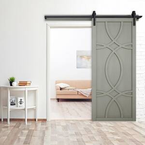 30 in. x 84 in. The Hollywood Dove Wood Sliding Barn Door with Hardware Kit in Stainless Steel