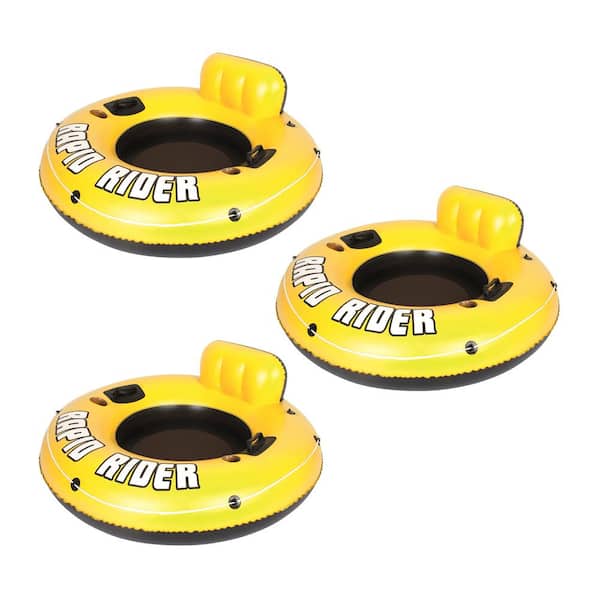 Bestway Rapid Rider 53 in. Inflatable Pool Raft Tube with Handles/Cup Holders (3-Pack)