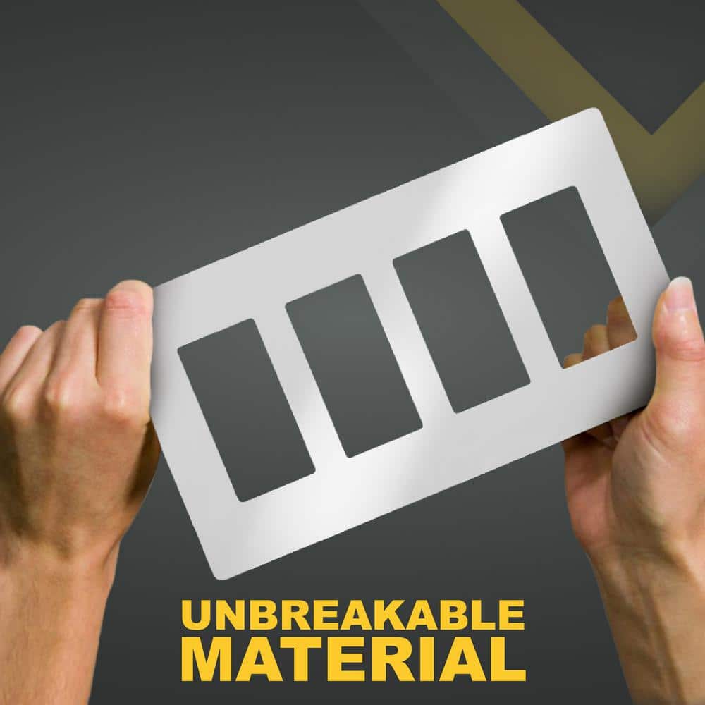 White 4-Gang Screwless Plastic Wall Plate