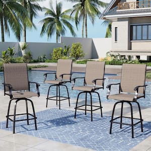 Swivel Metal Outdoor Bar Stool with Arms in (4-Pack)