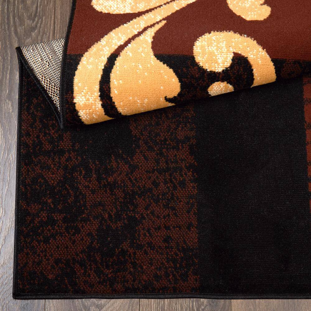 Ebony and Chocolate Synthetic Non-slip Area Rug Set