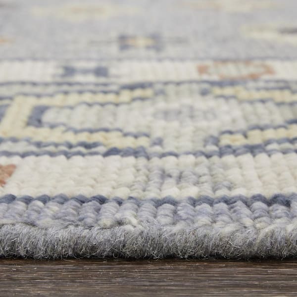 2 ft. x 12 ft. Gray, Blue, Taupe Geometric Runner Rug