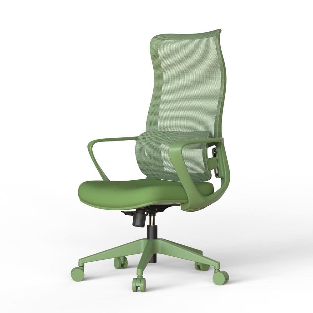 LUMA High Back Mesh Lumbar Support Ergonomic Task Chair in Green with Arms