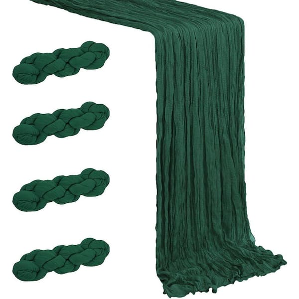 4-Pack Emerald Green Cheesecloth Table Runner 20 x 120 in. Gauze Table Decor for Parties