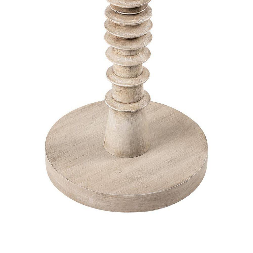 Black and White Round Wood Pedestal End Table