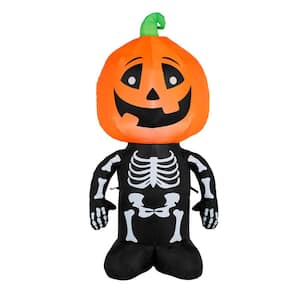 Home Accents Holiday 3.5 ft. Halloween Classics LED Skeleton Pumpkin