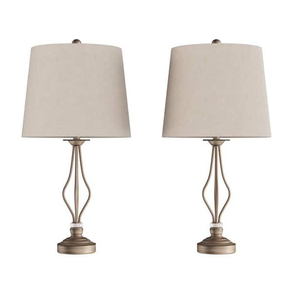 Lavish Home 27 In Distressed Gold, Distressed Table Lamps Set Of 2