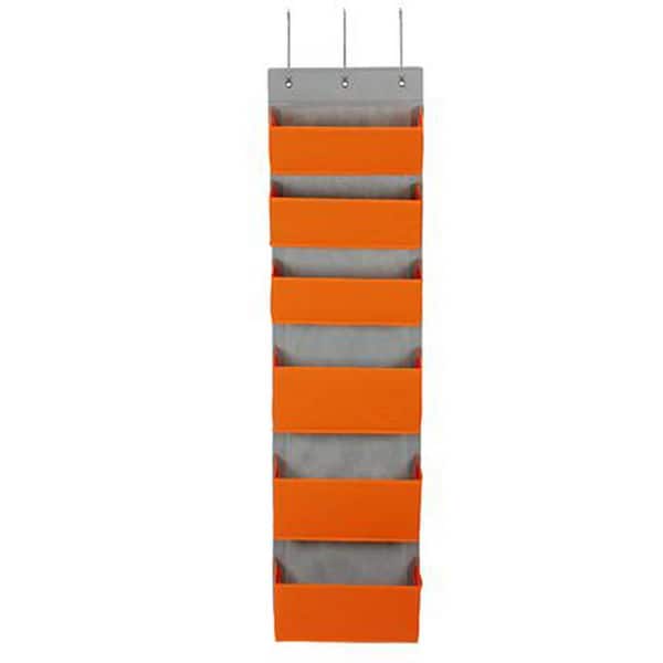 HOUSEHOLD ESSENTIALS Orange 6-Pocket Organizer 30 lbs. Capacity Over the Door Hook