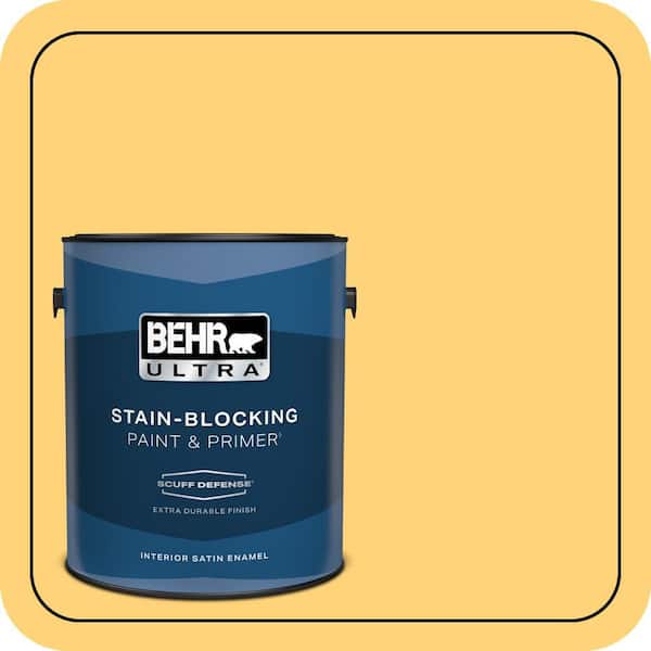 BEHR ULTRA 1 gal. #P260-5 Yellow Jubilee Extra Durable Satin Enamel Interior Paint & Primer