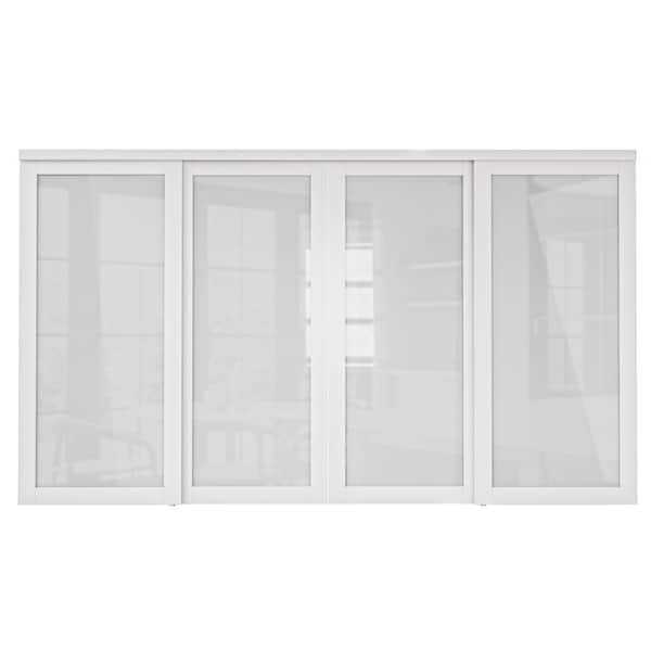 ARK DESIGN 144 in. x 80 in. 1-Lite Tempered Frosted Glass White Finished Solid Core Interior Closet Sliding Door with Hardware