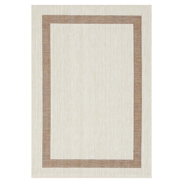 Azelia Ivory and Brick 6 ft. x 9 ft. Indoor/Outdoor Area Rug