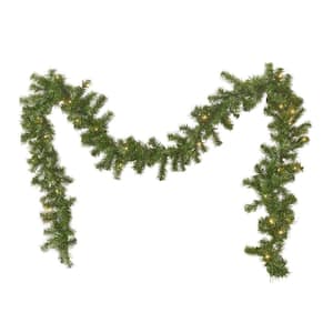 9 ft. Noble Fir Battery Operated Pre-Lit Clear LED Artificial Christmas Garland