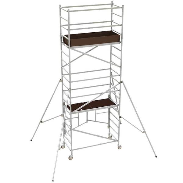 15 ft. x 5.4 ft. x 2.6 ft. Easy-Set Scaffold Tower with Guardrails and Outriggers with 800 lb. Load Capacity