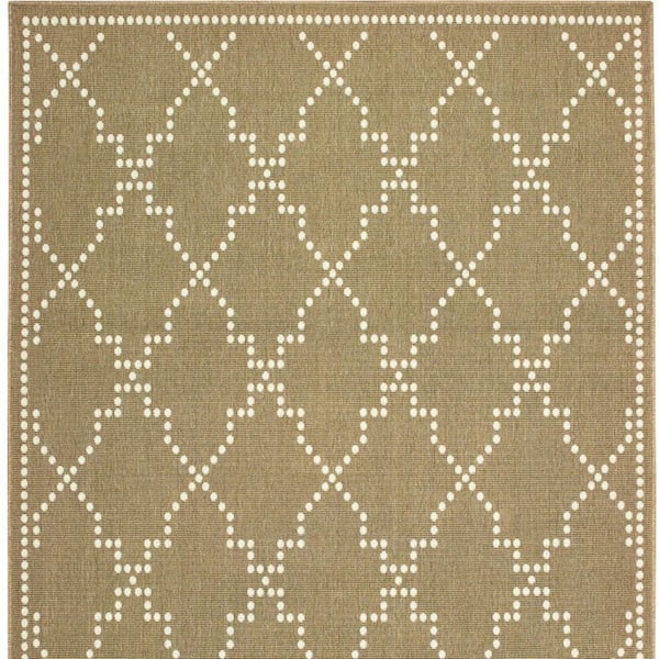 Tan 2 ft. x 4 ft. Loomed Geometric Polypropylene Rectangle Indoor/Outdoor Area Rug