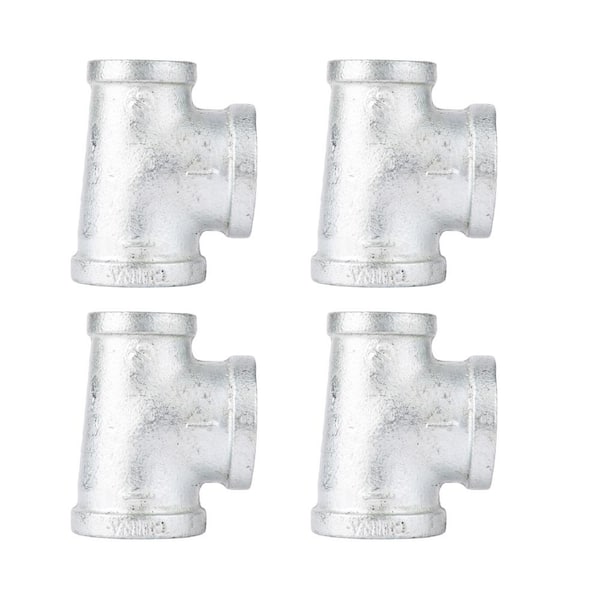 PIPE DECOR 1 in. x 3/4 in. x 1 in. Galvanized Iron FPT x FPT x FPT Reducing Tee Fitting (4-Pack)
