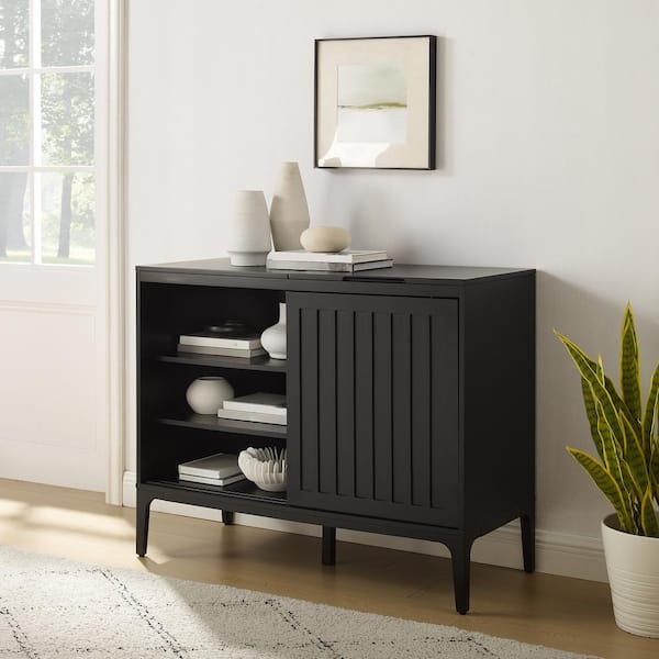 CROSLEY FURNITURE Asher Matte Black Record Storage Media Console