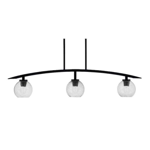 Unbranded Siena 41 in. 3-Light Matte Black Chandelier with 5.75 in. Smoke Bubble Glass Shades No Bulbs Included