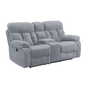 77.55 in. Pillow Top Arm Fabric Rectangle Loveseat Recliner Sofa in. Gray