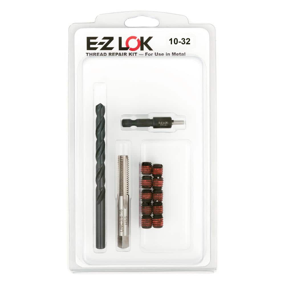 E-Z LOK Repair Kit for Threads in Metal 10-32 10 Self-Locking Steel  Inserts with Drill, Tap and Install Tool EZ-329-332 The Home Depot