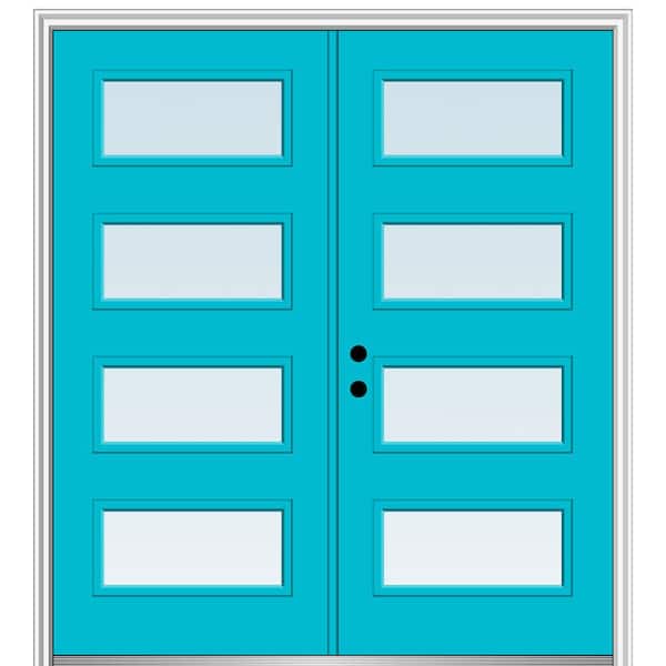 MMI Door 64 in. x 80 in. Celeste Right-Hand Inswing 4-Lite Clear Low-E Painted Fiberglass Smooth Prehung Front Door