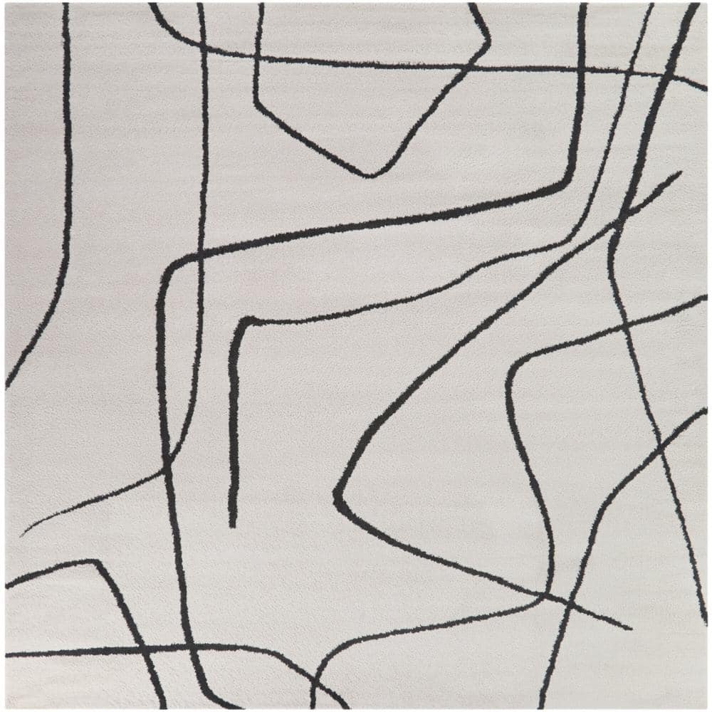 Descartes Charcoal and Ivory Square Synthetic Area Rug