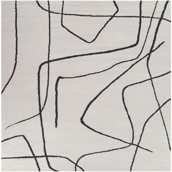 Descartes Charcoal 7 ft. x 7 ft. Abstract Square Area Rug