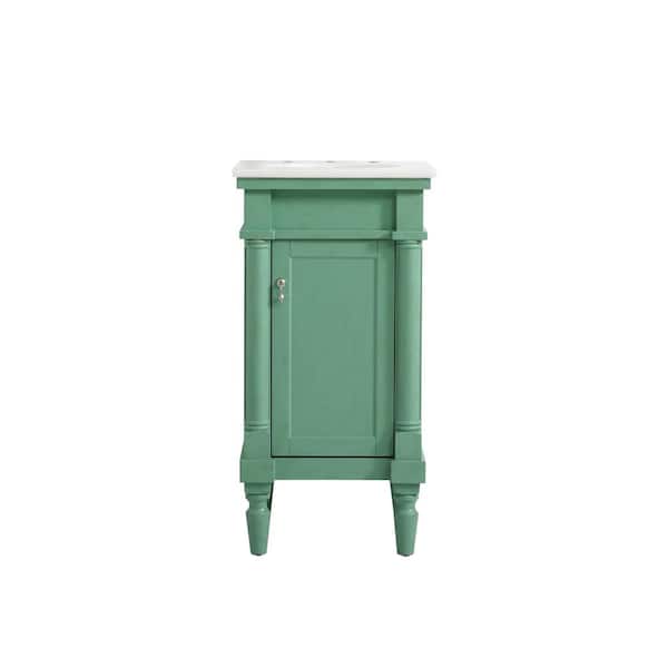 Unbranded Simply Living 18.5 in. W x 19 in. D x 35 in. H Bath Vanity in Vintage Mint with White and Brown Vein Marble Top
