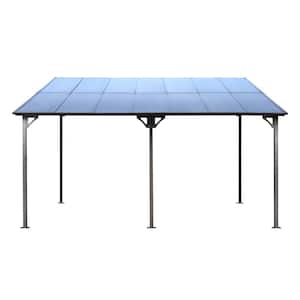 10 ft. x 14 ft. Large Heavy-Duty Outdoor Pergola Gazebo Wall-Mounted Lean to Metal Awning Gazebo with Roof