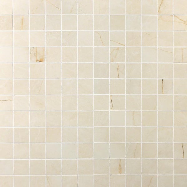 Ivy Hill Tile Marmo Beige 4 in. x 0.39 in. Matte Marble Look Porcelain Mosaic Tile Sample